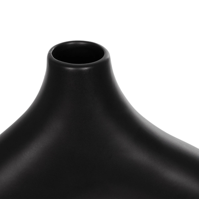 GloboStar® Artificial Garden TOLEDO 21249 Διακοσμητικό Κεραμικό Βάζo Μαύρο Π27 x Μ6 x Υ24 cm