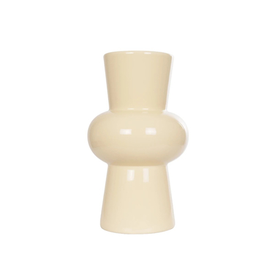 GloboStar® Artificial Garden DESERT 21258 Διακοσμητικό Κεραμικό Βάζo Μπεζ Π14 x Μ14 x Υ25 cm