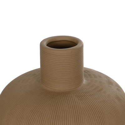 GloboStar® Artificial Garden CORNEOL 21262 Διακοσμητικό Κεραμικό Βάζo Καφέ Π17 x Μ17 x Υ20cm