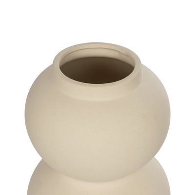 GloboStar® Artificial Garden PEARL 21265 Διακοσμητικό Κεραμικό Βάζo Μπεζ Π13 x Μ13 x Υ21cm