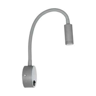 GloboStar® GOOSE 61689 Φωτιστικό Τοίχου - Απλίκα LED 3W 300lm 36° AC 220-240V IP20 - Reading Light - Θερμό Λευκό 2700K Γκρι Αλουμίνιο - Μ6.5 x Π22.5 x Υ23cm - 5 Xρόνια Εγγύηση