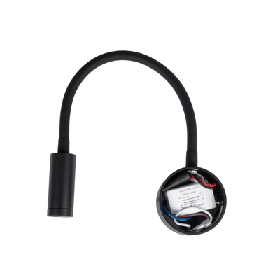 GloboStar® GOOSE 61690 Φωτιστικό Τοίχου - Απλίκα LED 3W 300lm 36° AC 220-240V IP20 - Reading Light - Θερμό Λευκό 2700K Μαύρο Αλουμίνιο - Μ6.5 x Π22.5 x Υ23cm - 5 Xρόνια Εγγύηση
