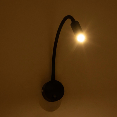 GloboStar® GOOSE 61690 Φωτιστικό Τοίχου - Απλίκα LED 3W 300lm 36° AC 220-240V IP20 - Reading Light - Θερμό Λευκό 2700K Μαύρο Αλουμίνιο - Μ6.5 x Π22.5 x Υ23cm - 5 Xρόνια Εγγύηση