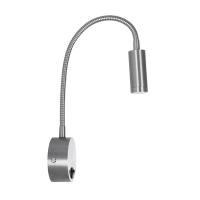 GloboStar® GOOSE 61691 Φωτιστικό Τοίχου - Απλίκα LED 3W 300lm 36° AC 220-240V IP20 - Reading Light - Θερμό Λευκό 2700K Ασημί Αλουμίνιο - Μ6.5 x Π22.5 x Υ23cm - 5 Xρόνια Εγγύηση
