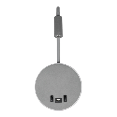 GloboStar® GOOSE 61694 Φωτιστικό Τοίχου - Απλίκα LED 6W 600lm 36° AC 220-240V IP20  - Reading Light & 360° Κρυφός Φωτισμός - Φορτιστής USB 3A - Θερμό Λευκό 2700K Γκρι Αλουμίνιο - Μ15.5 x Π22.5 x Υ30cm - 5 Xρόνια Εγγύηση