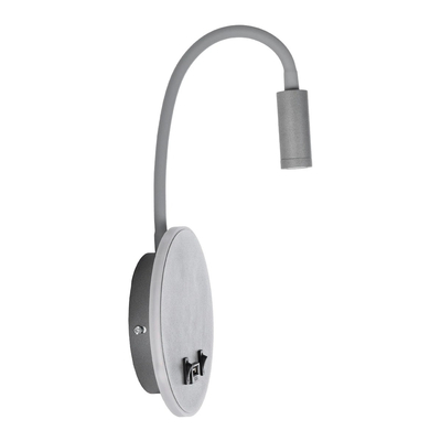 GloboStar® GOOSE 61694 Φωτιστικό Τοίχου - Απλίκα LED 6W 600lm 36° AC 220-240V IP20  - Reading Light & 360° Κρυφός Φωτισμός - Φορτιστής USB 3A - Θερμό Λευκό 2700K Γκρι Αλουμίνιο - Μ15.5 x Π22.5 x Υ30cm - 5 Xρόνια Εγγύηση