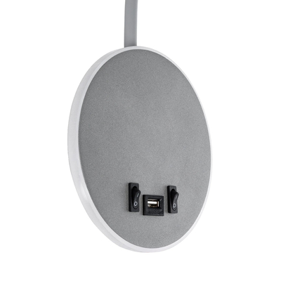 GloboStar® GOOSE 61694 Φωτιστικό Τοίχου - Απλίκα LED 6W 600lm 36° AC 220-240V IP20  - Reading Light & 360° Κρυφός Φωτισμός - Φορτιστής USB 3A - Θερμό Λευκό 2700K Γκρι Αλουμίνιο - Μ15.5 x Π22.5 x Υ30cm - 5 Xρόνια Εγγύηση