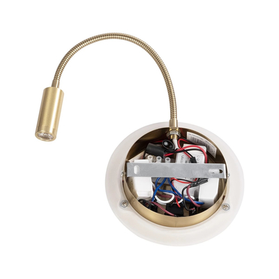 GloboStar® GOOSE 61697 Φωτιστικό Τοίχου - Απλίκα LED 6W 600lm 36° AC 220-240V IP20 - Reading Light & 360° Κρυφός Φωτισμός - Φορτιστής USB 3A - Θερμό Λευκό 2700K Χρυσό Βούρτσας - Μ15.5 x Π22.5 x Υ30cm - 5 Xρόνια Εγγύηση