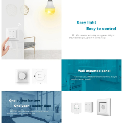 GloboStar® 73122 PF1-2 SKYDANCE Ασύρματο Επιτοίχιο Χειριστήριο 2 Group  RF 2.4Ghz DC3V IP20 - Μ8.5 x Π8.5 x Υ1.7cm - 5 Χρόνια Εγγύηση