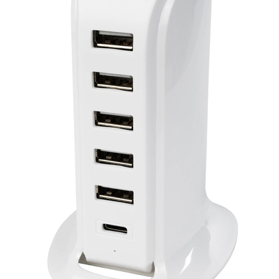 GloboStar® 79704 Επιτραπέζιος Φορτιστής Πολύμπριζο USB με 5 θύρες