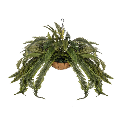 GloboStar® Artificial Garden FERN HANGING PLANT 20622 Τεχνητό Κρεμαστό Διακοσμητικό Φυτό Φτέρης Π90 x Μ90 x Y70cm