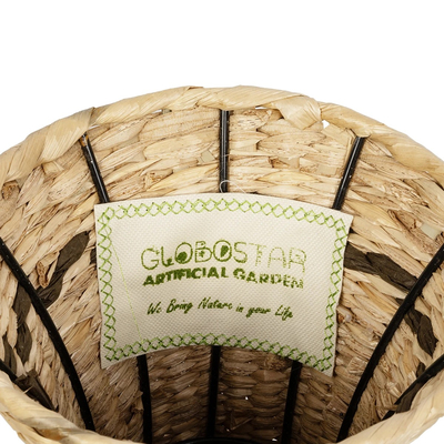 GloboStar® Artificial Garden MONACO 21236 Διακοσμητικό Πλεκτό Καλάθι - Κασπώ Γλάστρα - Flower Pot Μπεζ με Καφέ Π25 x M25 x Υ45cm