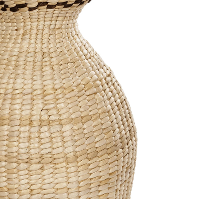 GloboStar® Artificial Garden MONTPELLIER 21237 Διακοσμητικό Πλεκτό Καλάθι - Κασπώ Γλάστρα - Flower Pot Μπεζ με Καφέ Π28 x M28 x Υ60cm