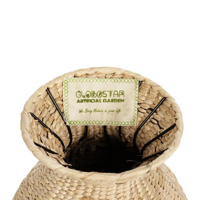 GloboStar® Artificial Garden MONTPELLIER 21237 Διακοσμητικό Πλεκτό Καλάθι - Κασπώ Γλάστρα - Flower Pot Μπεζ με Καφέ Π28 x M28 x Υ60cm