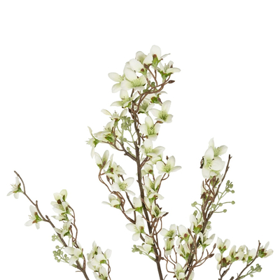 GloboStar® Artificial Garden WHITE FORSYTHIA BRANCH 21326 Τεχνητό Διακοσμητικό Λευκό Κλαδί Φορσύθιας Y83cm