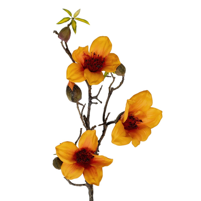 GloboStar® Artificial Garden ORANGE KAPOK BRANCH 21331 Τεχνητό Διακοσμητικό Κλαδί Πορτοκαλί Καποκ Y92cm