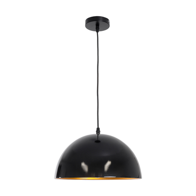 GloboStar® MEDEA 01004 Μοντέρνο Κρεμαστό Φωτιστικό Καμπάνα Μονόφωτο 1 x E27 IP20 Μαύρο & Χρυσό Μέταλλο - Μ30 x Π30 x Y16cm