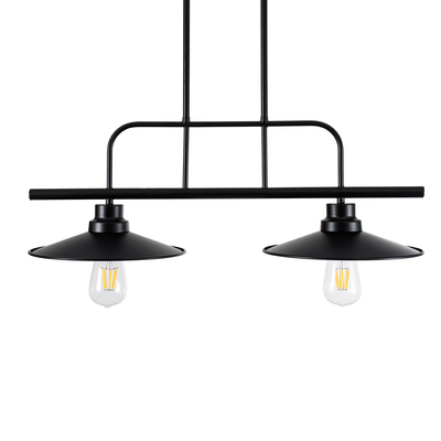 GloboStar® REGAL 01007 Vintage Φωτιστικό Οροφής Ράγα Δίφωτο 2 x E27 IP20 Μαύρο Μέταλλο - Μ67 x Π26 x Υ85cm