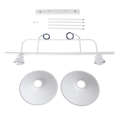 GloboStar® REGAL 01008 Vintage Φωτιστικό Οροφής Ράγα Δίφωτο 2 x E27 IP20 Λευκό Μέταλλο - Μ80 x Π26 x Υ82cm