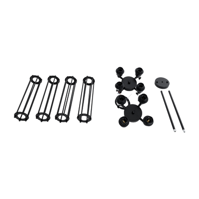 GloboStar® TUBING 01013 Vintage Κρεμαστό Φωτιστικό Πλέγμα Πολύφωτο 4 x E27 IP20 Μαύρο Μέταλλο - Μ27 x Π27 x Y47cm