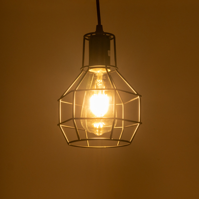 GloboStar® CAGE BLACK 01017 Vintage Κρεμαστό Φωτιστικό Πλέγμα Μονόφωτο 1 x E27 IP20 Μαύρο Μέταλλο - Μ15 x Π15 x Υ20cm