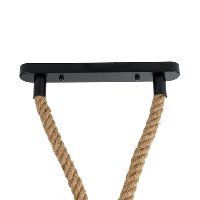 GloboStar® ROPE 01019 Vintage Κρεμαστό Φωτιστικό Ανάρτηση Δίφωτο 2 x E27 IP20 Μπεζ Σχοινί - Μ38 x Π35.5 x Υ200cm