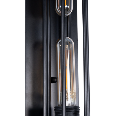 GloboStar® TUBULAR 01033 Vintage Επιτοίχιο Φωτιστικό Απλίκα Δίφωτο 2 x E27 IP20 Μαύρο Μέταλλο - Μ10 x Π10 x Υ47cm