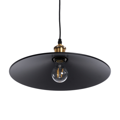 GloboStar® CARAVEL 01042 Vintage Κρεμαστό Φωτιστικό Καμπάνα Μονόφωτο 1 x E27 IP20 Μαύρο & Χρυσό Μέταλλο - Μ36 x Π36 x Υ10cm