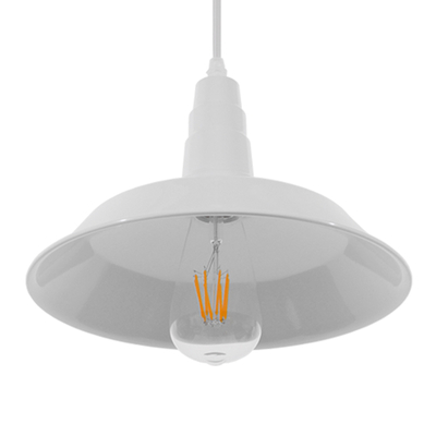 GloboStar® RAY 01044 Vintage Κρεμαστό Φωτιστικό Καμπάνα Μονόφωτο 1 x E27 IP20 Λευκό Μέταλλο - Μ26 x Π26 x Υ25cm