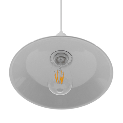 GloboStar® RAY 01044 Vintage Κρεμαστό Φωτιστικό Καμπάνα Μονόφωτο 1 x E27 IP20 Λευκό Μέταλλο - Μ26 x Π26 x Υ25cm