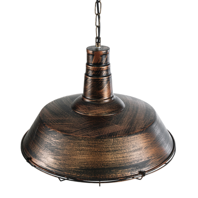 GloboStar® BARN 01045 Vintage Κρεμαστό Φωτιστικό Καμπάνα Μονόφωτο 1 x E27 IP20 Χάλκινο Μέταλλο - Μ46 x Π46 x Υ36cm