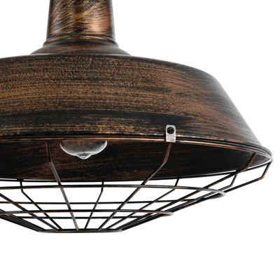 GloboStar® BARN 01045 Vintage Κρεμαστό Φωτιστικό Καμπάνα Μονόφωτο 1 x E27 IP20 Χάλκινο Μέταλλο - Μ46 x Π46 x Υ36cm