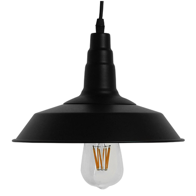 GloboStar® RAY 01050 Vintage Κρεμαστό Φωτιστικό Καμπάνα Μονόφωτο 1 x E27 IP20 Μαύρο Μέταλλο - Μ26 x Π26 x Υ25cm