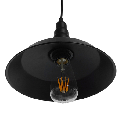GloboStar® RAY 01050 Vintage Κρεμαστό Φωτιστικό Καμπάνα Μονόφωτο 1 x E27 IP20 Μαύρο Μέταλλο - Μ26 x Π26 x Υ25cm