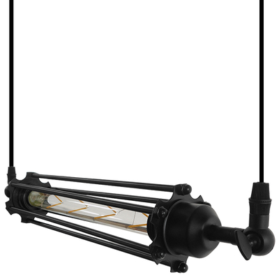 GloboStar® TUBE 01085 Vintage Κρεμαστό Φωτιστικό Ανάρτηση Μονόφωτο 1 x E27 IP20 Μαύρο Μέταλλο - Μ43 x Π11 x Υ11cm