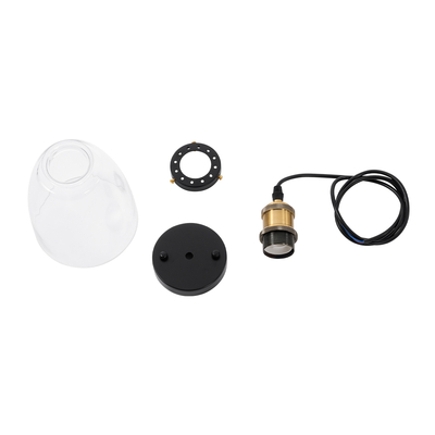 GloboStar® WICKHAM 01168 Vintage Κρεμαστό Φωτιστικό Καμπάνα Μονόφωτο 1 x E27 IP20 Διάφανο Γυαλί με Μαύρο & Χρυσό Μέταλλο - Μ14 x Π14 x Y23cm