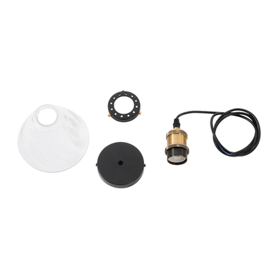 GloboStar® WICKHAM 01169 Vintage Κρεμαστό Φωτιστικό Καμπάνα Μονόφωτο 1 x E27 IP20 Διάφανο Γυαλί με Μαύρο & Χρυσό Μέταλλο - Μ18 x Π18 x Y20cm