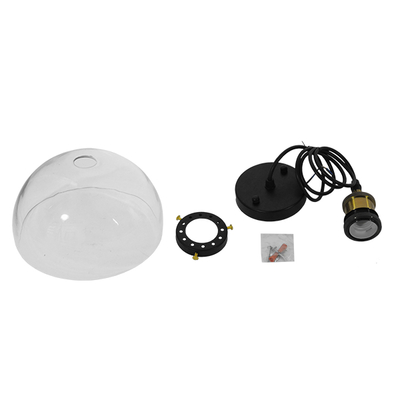 GloboStar® WICKHAM 01171 Vintage Κρεμαστό Φωτιστικό Καμπάνα Μονόφωτο 1 x E27 IP20 Διάφανο Γυαλί με Μαύρο & Χρυσό Μέταλλο - Μ30 x Π30 x Y25cm