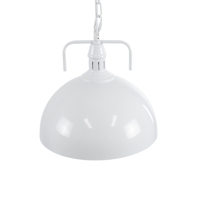 GloboStar® LARKIN 01174 Vintage Κρεμαστό Φωτιστικό Καμπάνα Μονόφωτο 1 x E27 IP20 Λευκό Μέταλλο - Μ30 x Π30 x Y28cm