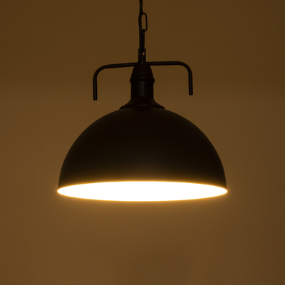 GloboStar® LARKIN 01175 Vintage Κρεμαστό Φωτιστικό Καμπάνα Μονόφωτο 1 x E27 IP20 Μαύρο Μέταλλο - Μ30 x Π30 x Y28cm