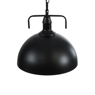 GloboStar® LARKIN 01175 Vintage Κρεμαστό Φωτιστικό Καμπάνα Μονόφωτο 1 x E27 IP20 Μαύρο Μέταλλο - Μ30 x Π30 x Y28cm