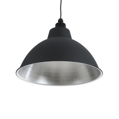 GloboStar® LOUVE 01176 Vintage Κρεμαστό Φωτιστικό Καμπάνα Μονόφωτο 1 x E27 IP20 Μαύρο & Ασημί Μέταλλο - Μ40 x Π40 x Y30cm
