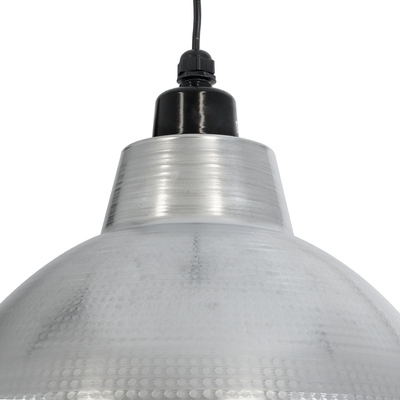 GloboStar® LOUVE 01178 Vintage Κρεμαστό Φωτιστικό Καμπάνα Μονόφωτο 1 x E27 IP20 Ασημί & Μαύρο Μέταλλο - Μ40 x Π40 x Y30cm