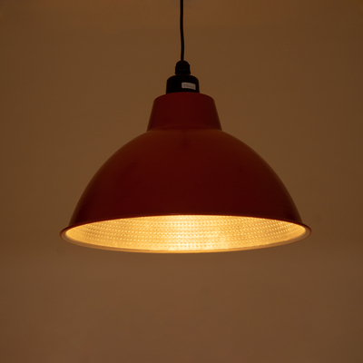 GloboStar® LOUVE 01177 Vintage Κρεμαστό Φωτιστικό Καμπάνα Μονόφωτο 1 x E27 IP20 Κόκκινο, Ασημί & Μαύρο Μέταλλο - Μ40 x Π40 x Y30cm