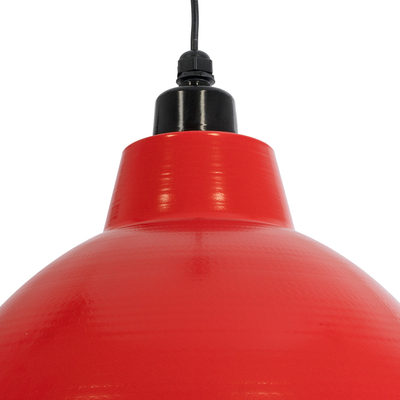 GloboStar® LOUVE 01177 Vintage Κρεμαστό Φωτιστικό Καμπάνα Μονόφωτο 1 x E27 IP20 Κόκκινο, Ασημί & Μαύρο Μέταλλο - Μ40 x Π40 x Y30cm