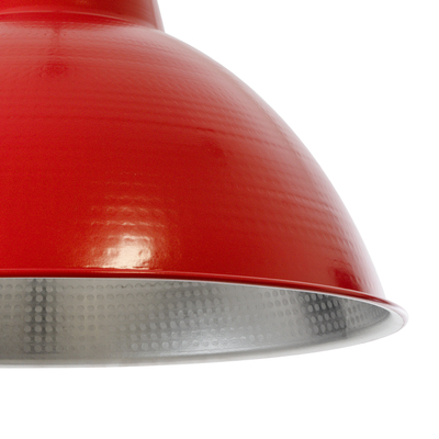 GloboStar® LOUVE 01177 Vintage Κρεμαστό Φωτιστικό Καμπάνα Μονόφωτο 1 x E27 IP20 Κόκκινο, Ασημί & Μαύρο Μέταλλο - Μ40 x Π40 x Y30cm