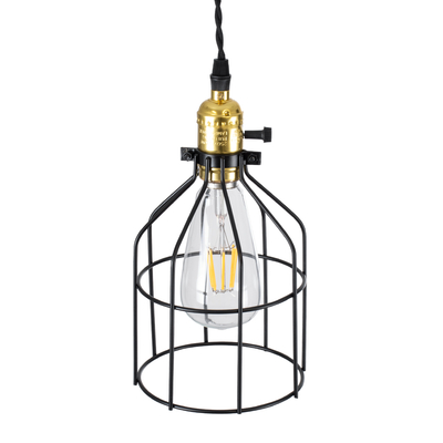 GloboStar® GALOT 01179 Vintage Κρεμαστό Φωτιστικό Πλέγμα Μονόφωτο 1 x E27 IP20 Μαύρο & Χρυσό Μέταλλο - Μ13.5 x Π13.5 x Y16cm