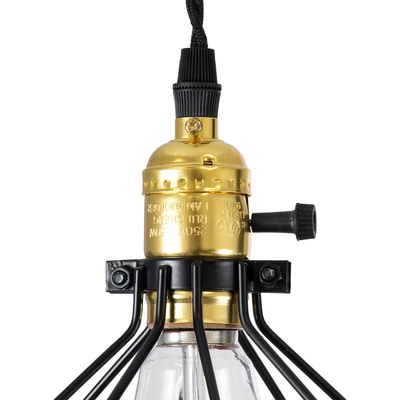 GloboStar® GALOT 01179 Vintage Κρεμαστό Φωτιστικό Πλέγμα Μονόφωτο 1 x E27 IP20 Μαύρο & Χρυσό Μέταλλο - Μ13.5 x Π13.5 x Y16cm