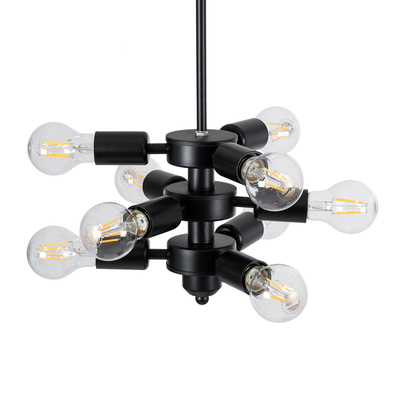 GloboStar® DELIR 01035 Μοντέρνο Φωτιστικό Οροφής Πλέγμα Πολύφωτο 9 x E27 IP20 Μαύρο Μέταλλο - Μ24 x Π24 x Υ23cm