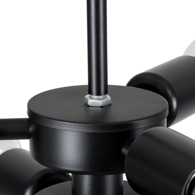 GloboStar® DELIR 01035 Μοντέρνο Φωτιστικό Οροφής Πλέγμα Πολύφωτο 9 x E27 IP20 Μαύρο Μέταλλο - Μ24 x Π24 x Υ23cm